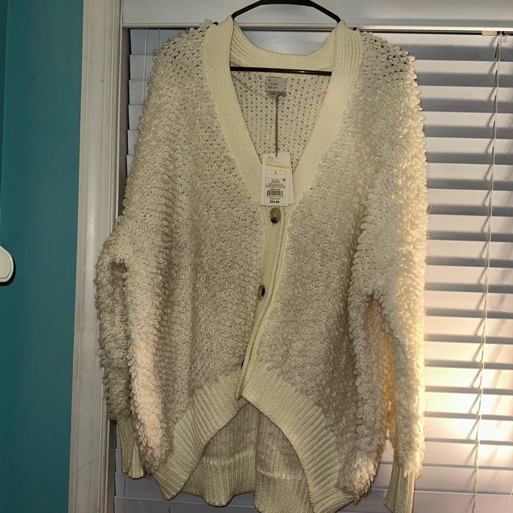 Cream Textured Cardigan